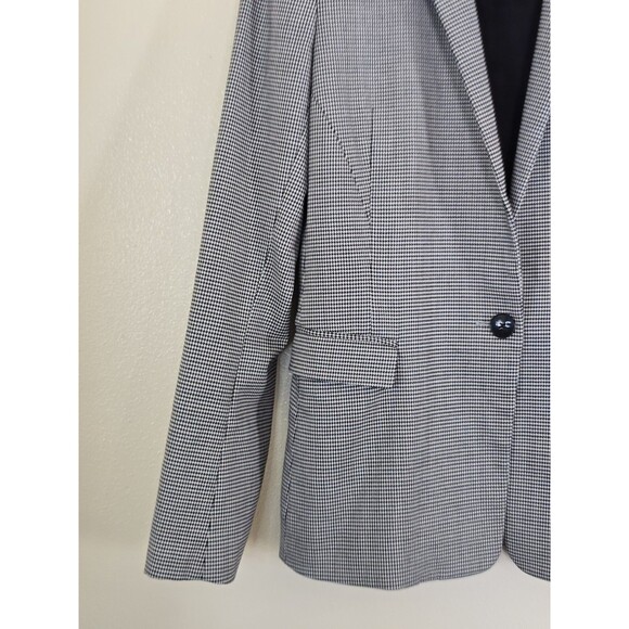 Theory Houndstooth Shrunken Blazer Womens Size 4 Office Work Career Black White - Picture 5 of 10